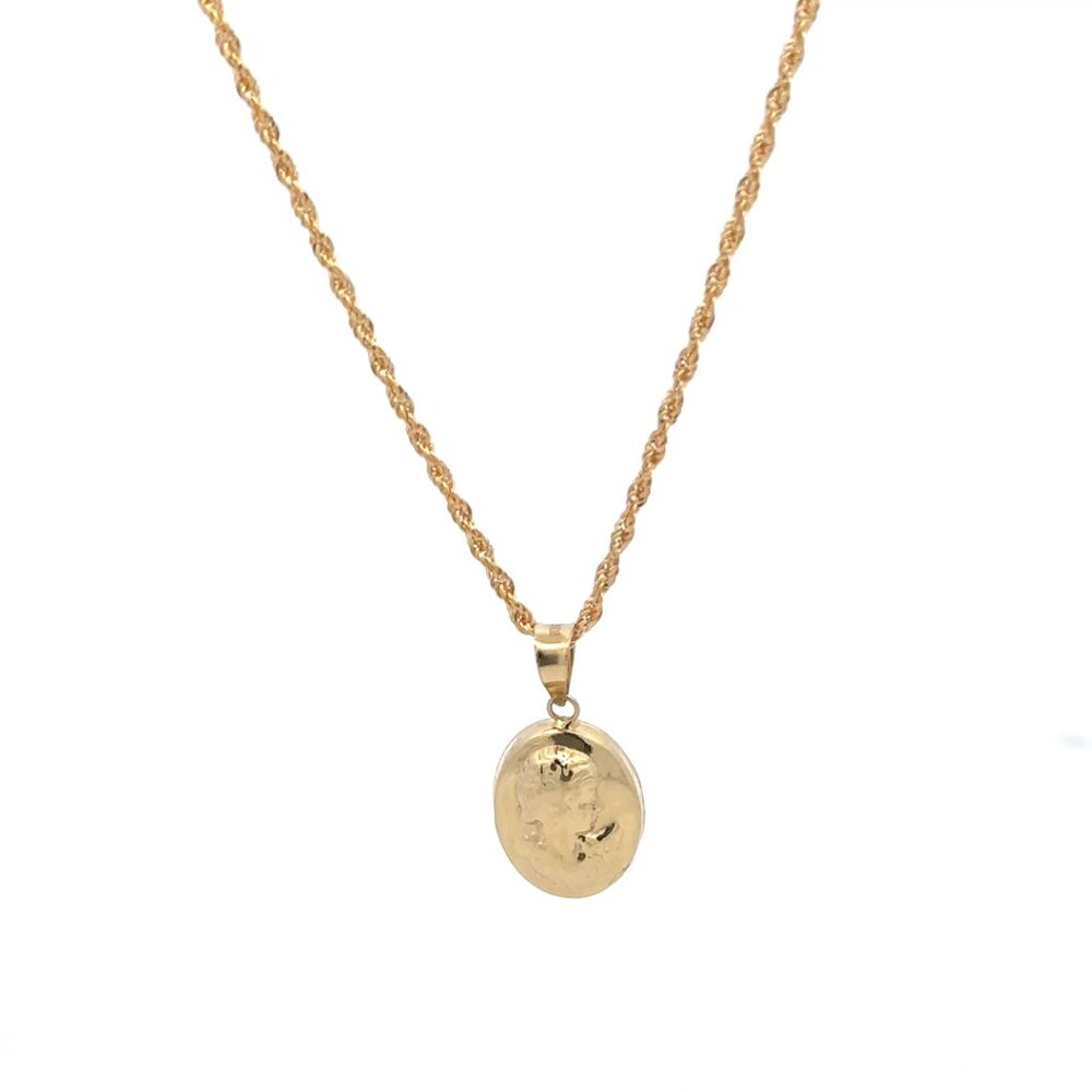 Textured Gold Oval Pendant  ONLY Women